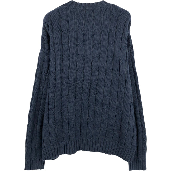 Eddie Bauer Cable Knit Cotton Sweater, Men's Size XL cotton navy blue type Vintage Second Hand