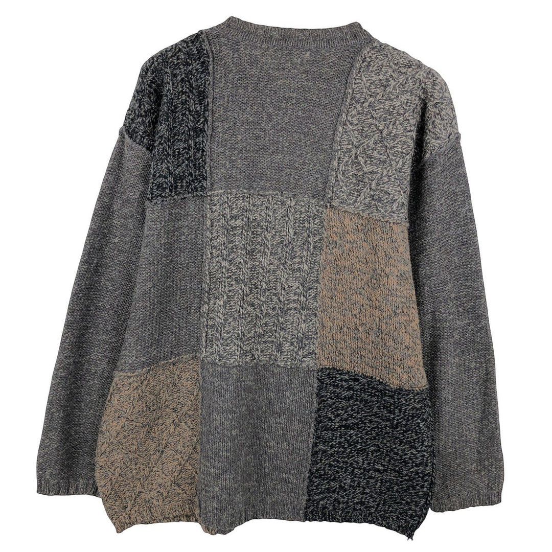 90s-00'S Eddie Bauer patchwork cotton knit sweater, men's size M equivalent, vintage. cotton gray type Vintage Second Hand