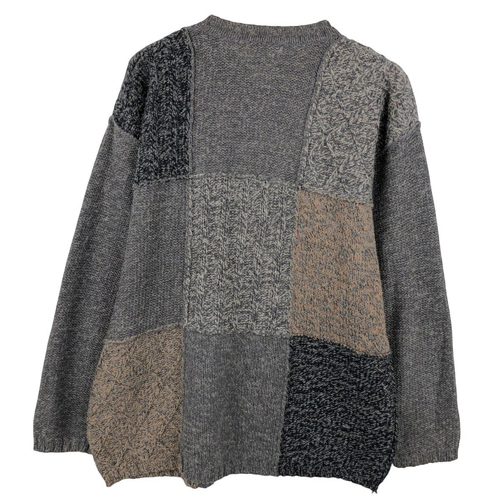 90s-00'S Eddie Bauer patchwork cotton knit sweater, men's size M equivalent, vintage. cotton gray type Vintage Second Hand