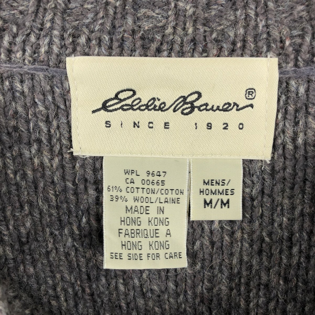 90s-00'S Eddie Bauer patchwork cotton knit sweater, men's size M equivalent, vintage. cotton gray type Vintage Second Hand