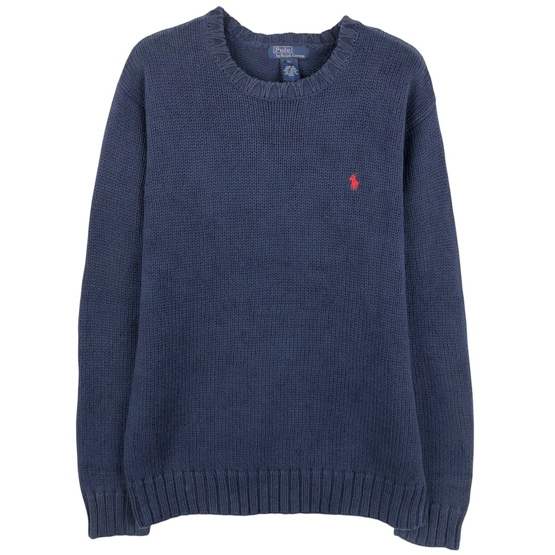 Ralph Lauren POLO by Ralph Lauren Cotton Knit Sweater Men's XL cotton navy blue type Vintage Second Hand