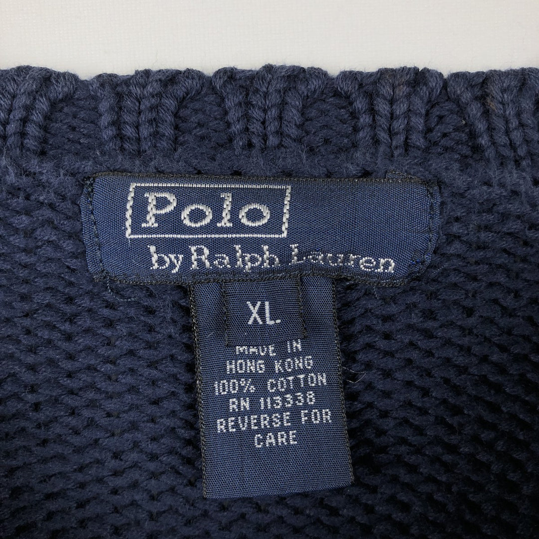 Ralph Lauren POLO by Ralph Lauren Cotton Knit Sweater Men's XL cotton navy blue type Vintage Second Hand
