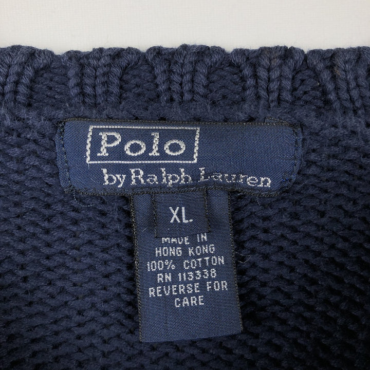 Ralph Lauren POLO by Ralph Lauren Cotton Knit Sweater Men's XL cotton navy blue type Vintage Second Hand