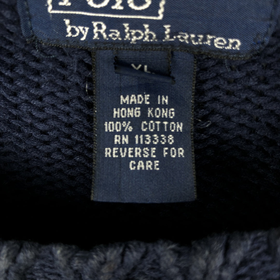Ralph Lauren POLO by Ralph Lauren Cotton Knit Sweater Men's XL cotton navy blue type Vintage Second Hand