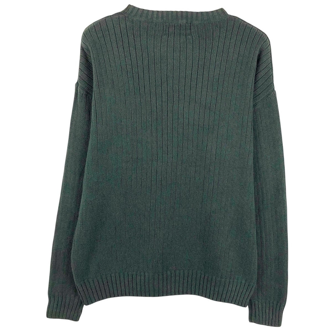 Ralph Lauren Chaps ribbed cotton knit sweater, size M, men's cotton green type Vintage Second Hand