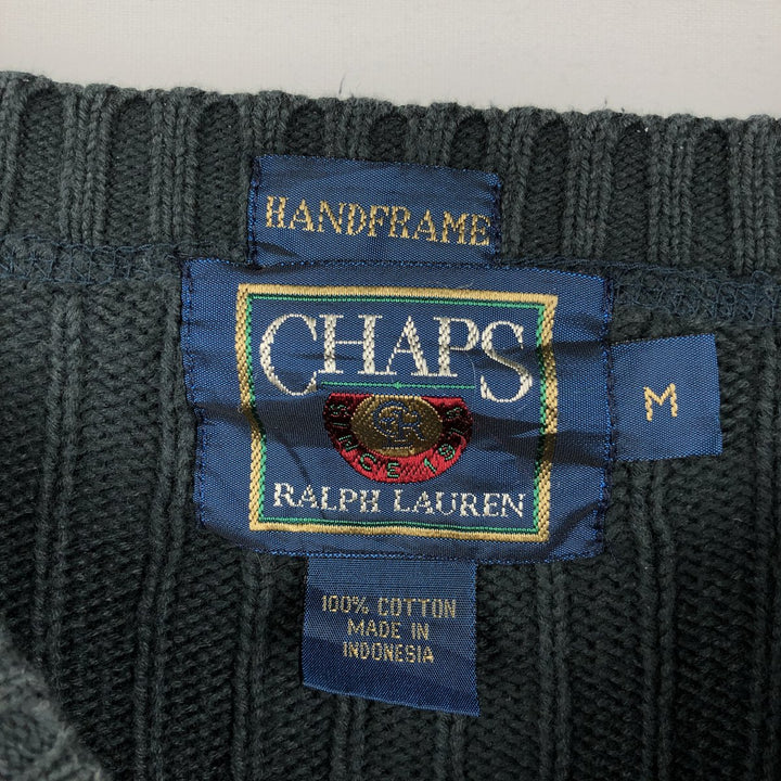 Ralph Lauren Chaps ribbed cotton knit sweater, size M, men's cotton green type Vintage Second Hand