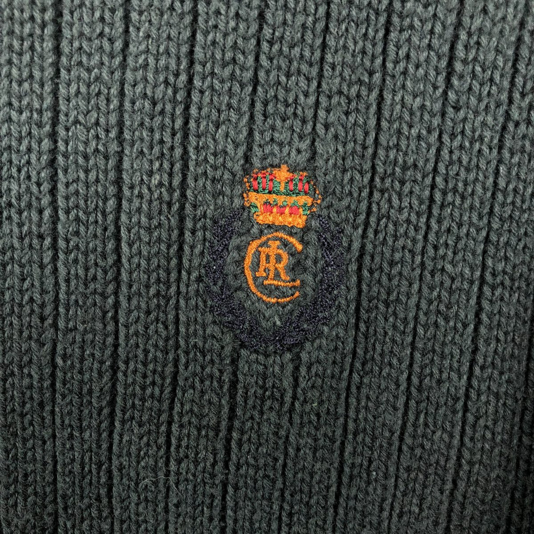 Ralph Lauren Chaps ribbed cotton knit sweater, size M, men's cotton green type Vintage Second Hand