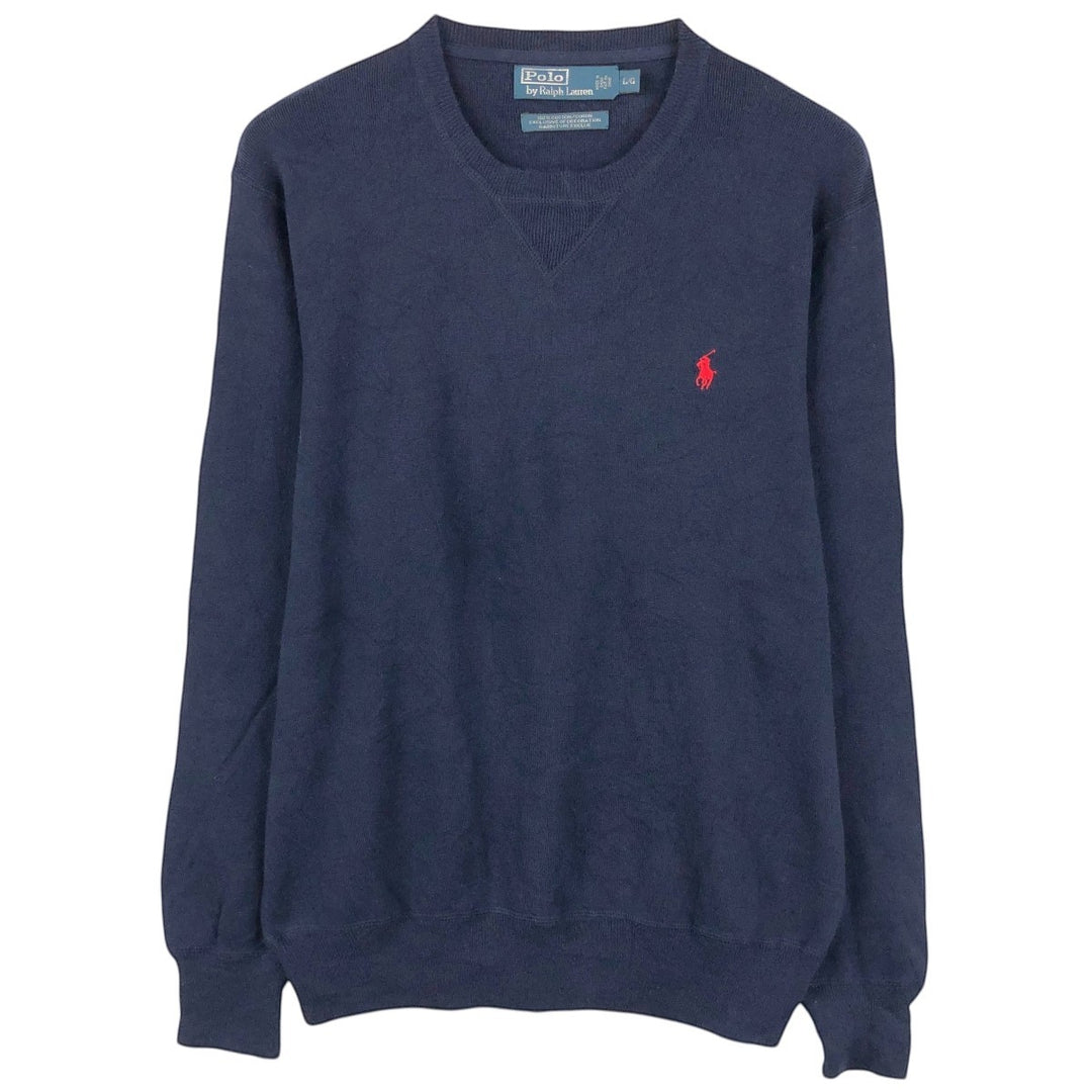 Ralph Lauren POLO by Ralph Lauren Cotton Knit Sweater Men's L size cotton navy blue type Vintage Second Hand