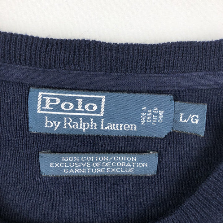 Ralph Lauren POLO by Ralph Lauren Cotton Knit Sweater Men's L size cotton navy blue type Vintage Second Hand