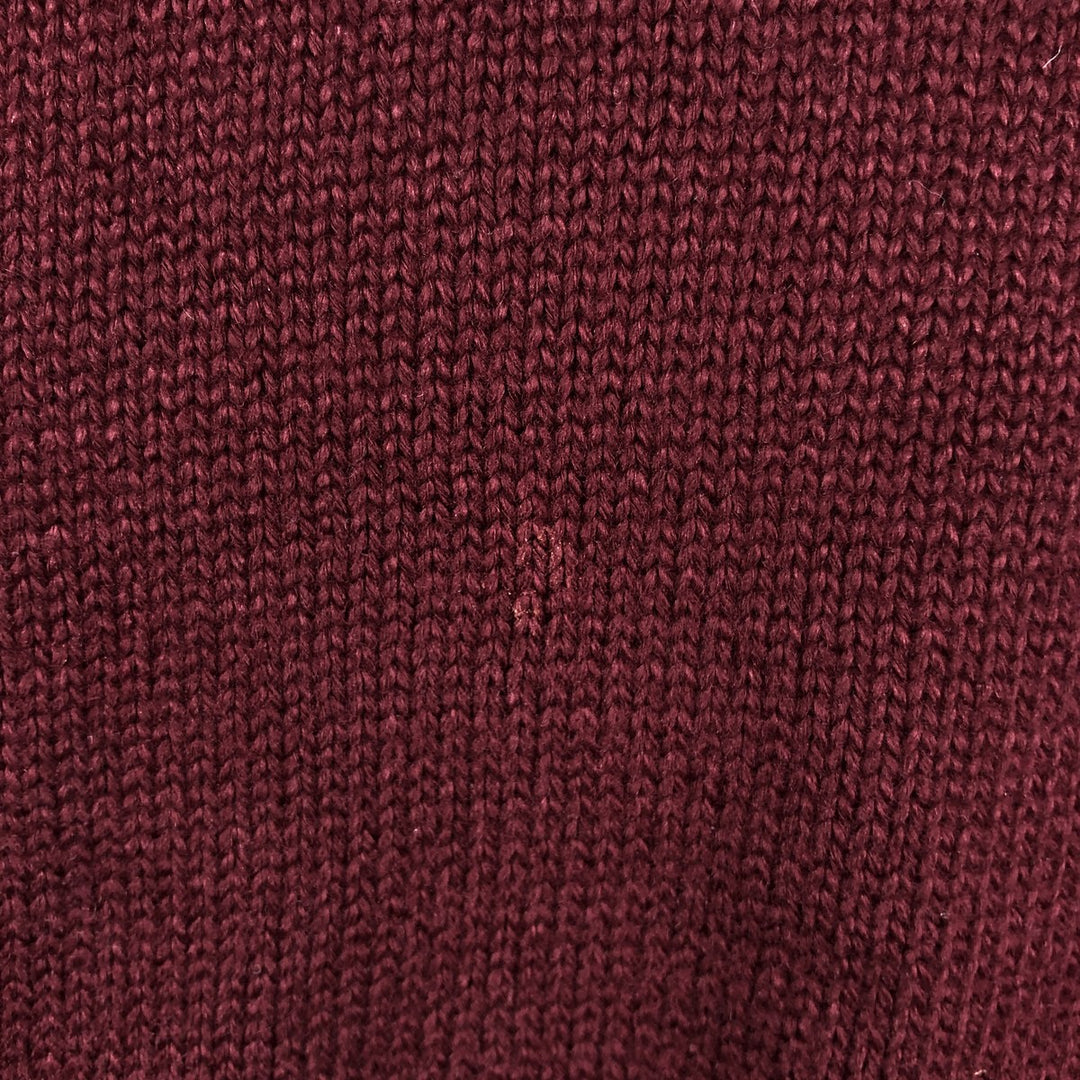 Ralph Lauren POLO RALPH LAUREN cotton knit half-button sweater, men's size M cotton wine-red Vintage Second Hand