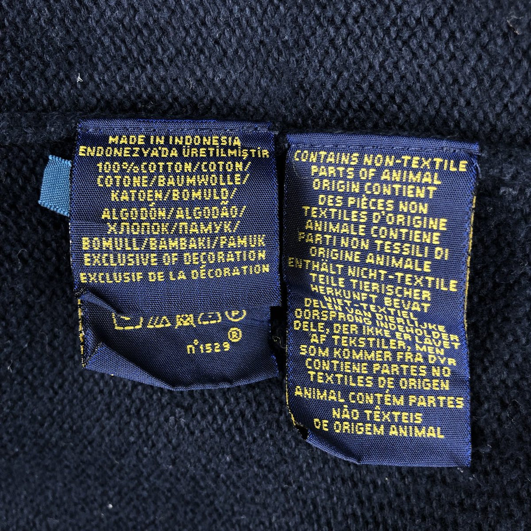 Ralph Lauren POLO RALPH LAUREN Cotton Knit Half-Button Sweater, Men's Size L cotton navy blue type Vintage Second Hand