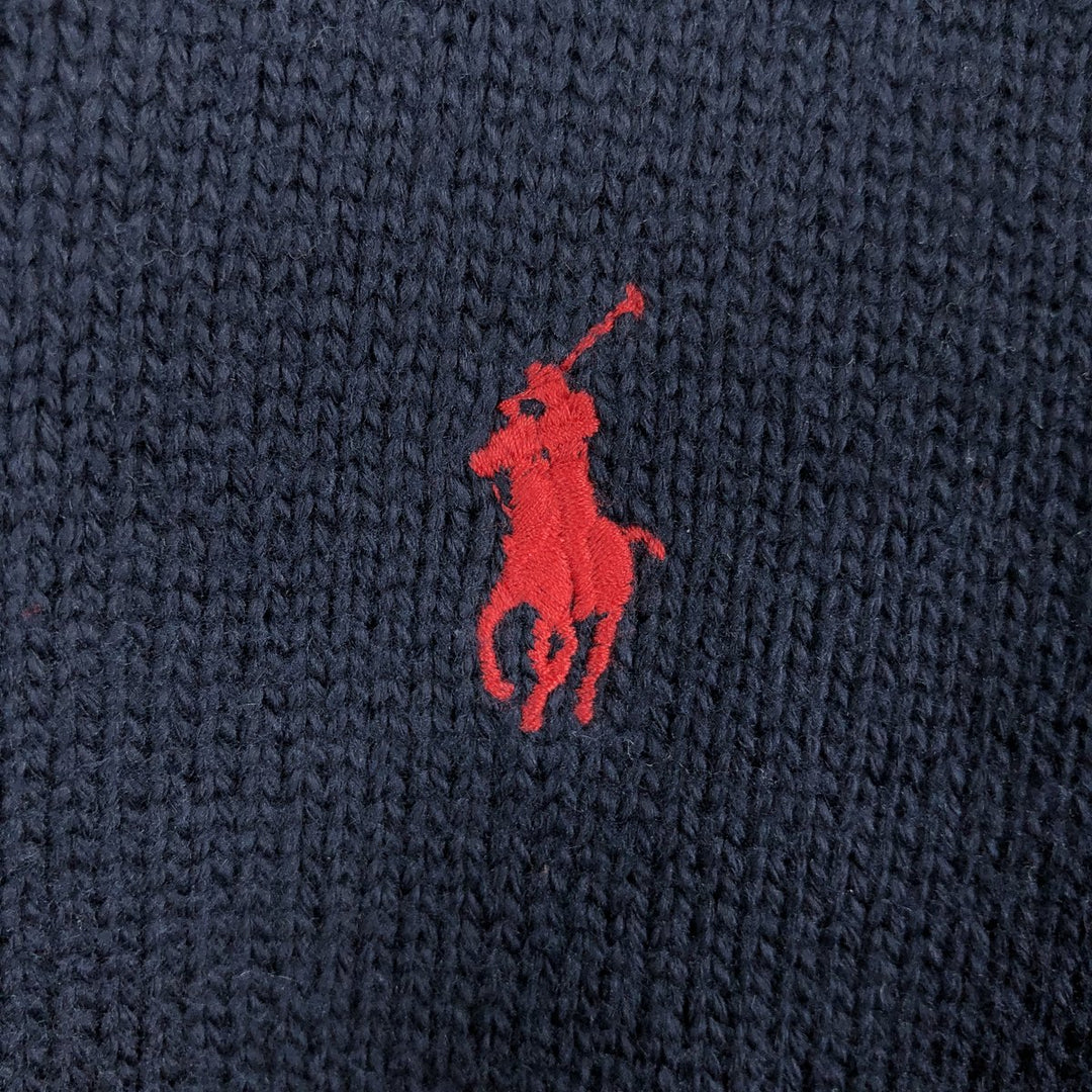 Ralph Lauren POLO RALPH LAUREN Cotton Knit Half-Button Sweater, Men's Size L cotton navy blue type Vintage Second Hand