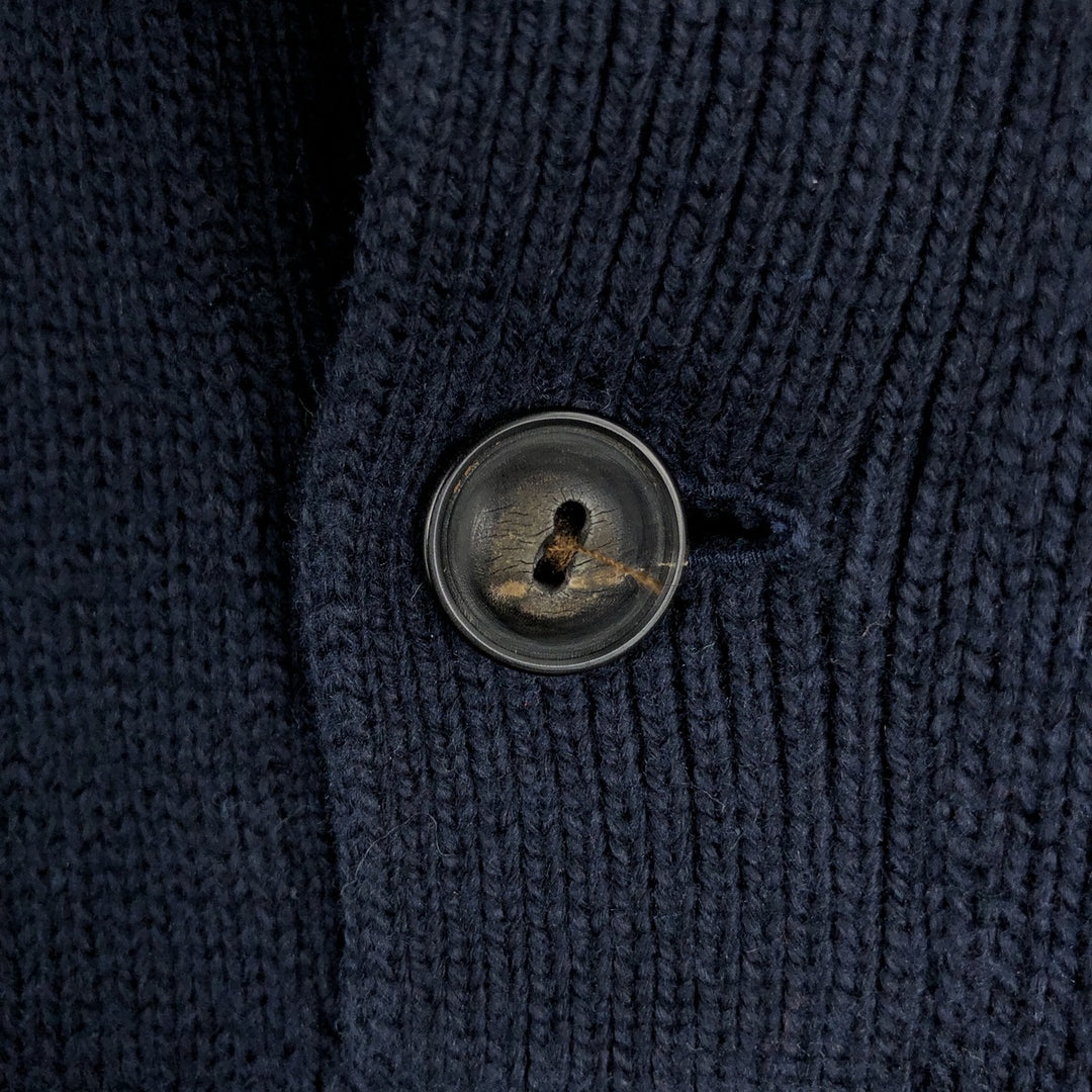 Ralph Lauren POLO RALPH LAUREN Cotton Knit Half-Button Sweater, Men's Size L cotton navy blue type Vintage Second Hand