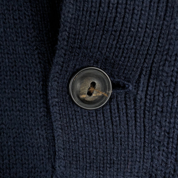 Ralph Lauren POLO RALPH LAUREN Cotton Knit Half-Button Sweater, Men's Size L cotton navy blue type Vintage Second Hand