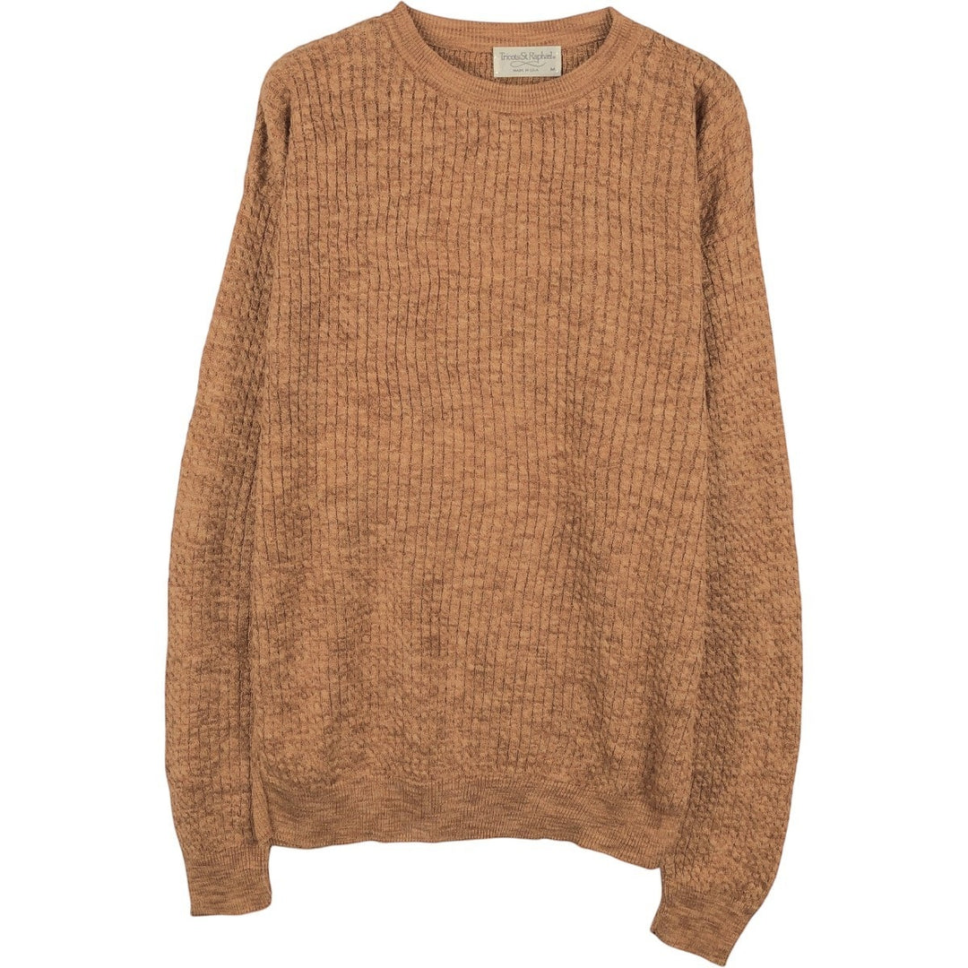 Tricots St. Raphael Cable Knit Cotton Sweater, Made in USA, Men's Size M (approx.) cotton brown type Vintage Second Hand