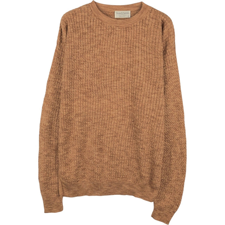 Tricots St. Raphael Cable Knit Cotton Sweater, Made in USA, Men's Size M (approx.) cotton brown type Vintage Second Hand