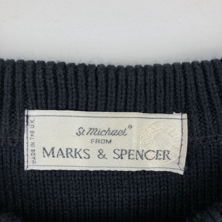 Marks and Spencer St Michael Cotton Knit Sweater, Made in England, Men's Size XL (approx.) acrylic navy blue type Vintage Second Hand