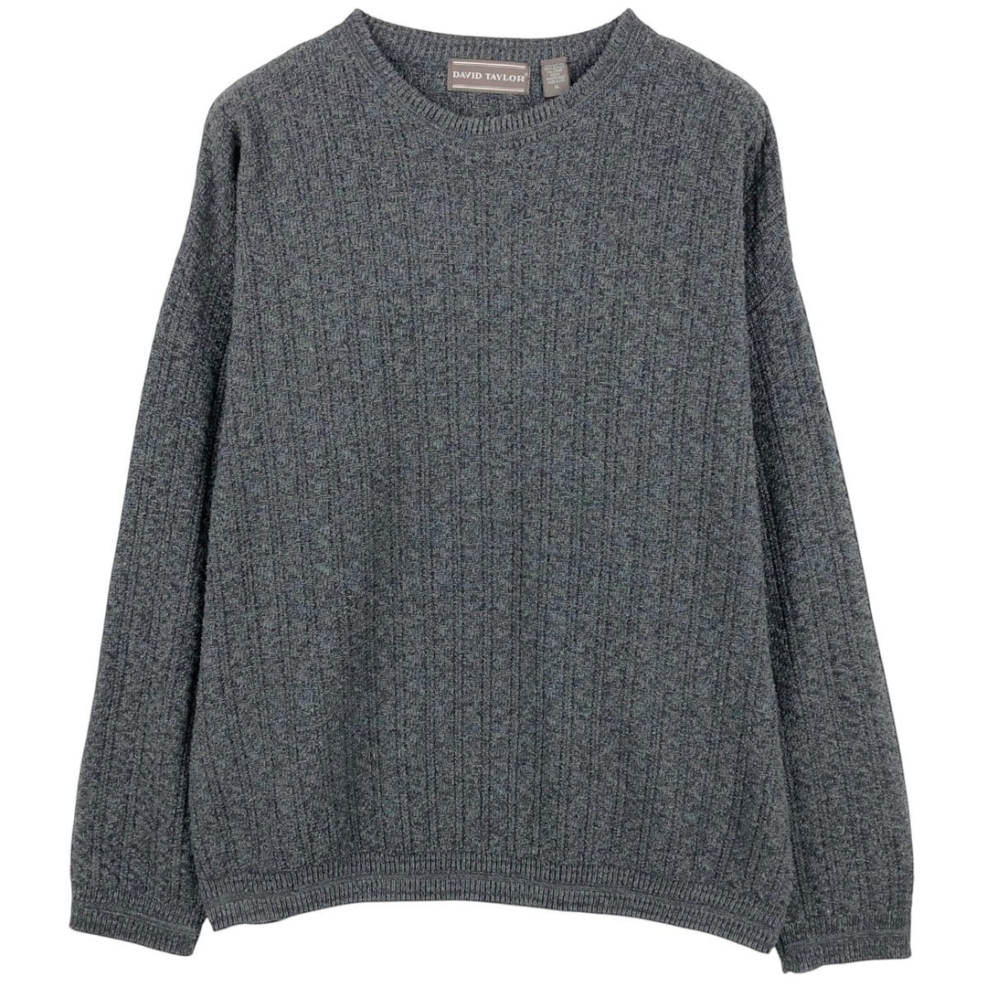 DAVID TAILOR Cotton Knit Sweater, Made in USA, Men's Size XL (approx.) cotton gray type Vintage Second Hand
