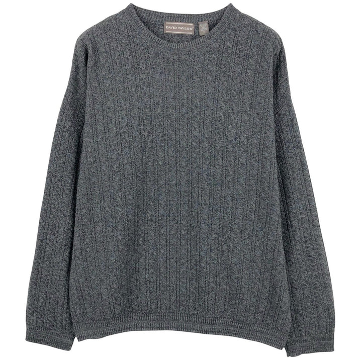 DAVID TAILOR Cotton Knit Sweater, Made in USA, Men's Size XL (approx.) cotton gray type Vintage Second Hand