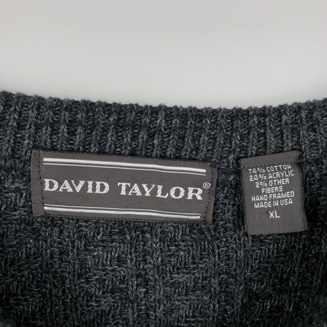 DAVID TAILOR Cotton Knit Sweater, Made in USA, Men's Size XL (approx.) cotton gray type Vintage Second Hand