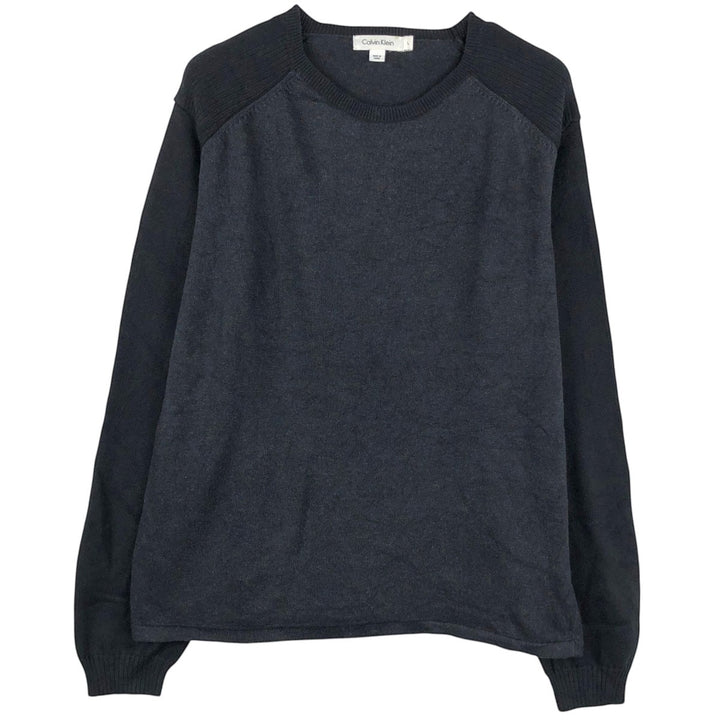 Calvin Klein cotton knit sweater, men's size L (approx.) cotton black type Vintage Second Hand