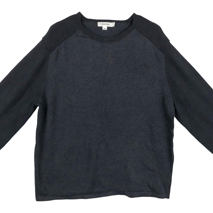 Calvin Klein cotton knit sweater, men's size L (approx.) cotton black type Vintage Second Hand