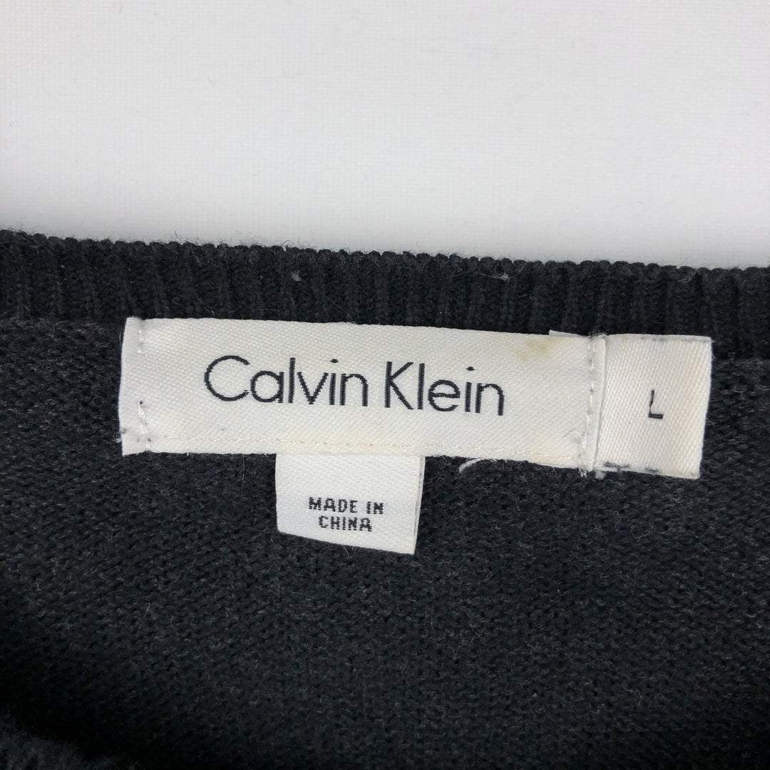 Calvin Klein cotton knit sweater, men's size L (approx.) cotton black type Vintage Second Hand