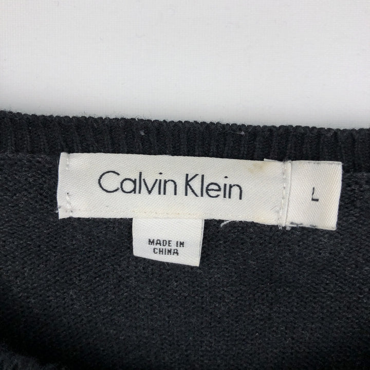 Calvin Klein cotton knit sweater, men's size L (approx.) cotton black type Vintage Second Hand