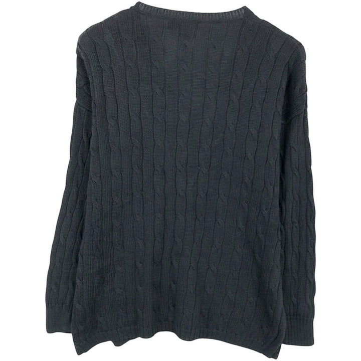 Ralph Lauren POLO RALPH LAUREN Cable Knit V-Neck Cotton Sweater, Men's Size M (approx.) cotton black type Vintage Second Hand