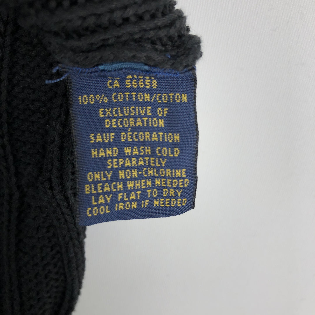 Ralph Lauren POLO RALPH LAUREN Cable Knit V-Neck Cotton Sweater, Men's Size M (approx.) cotton black type Vintage Second Hand
