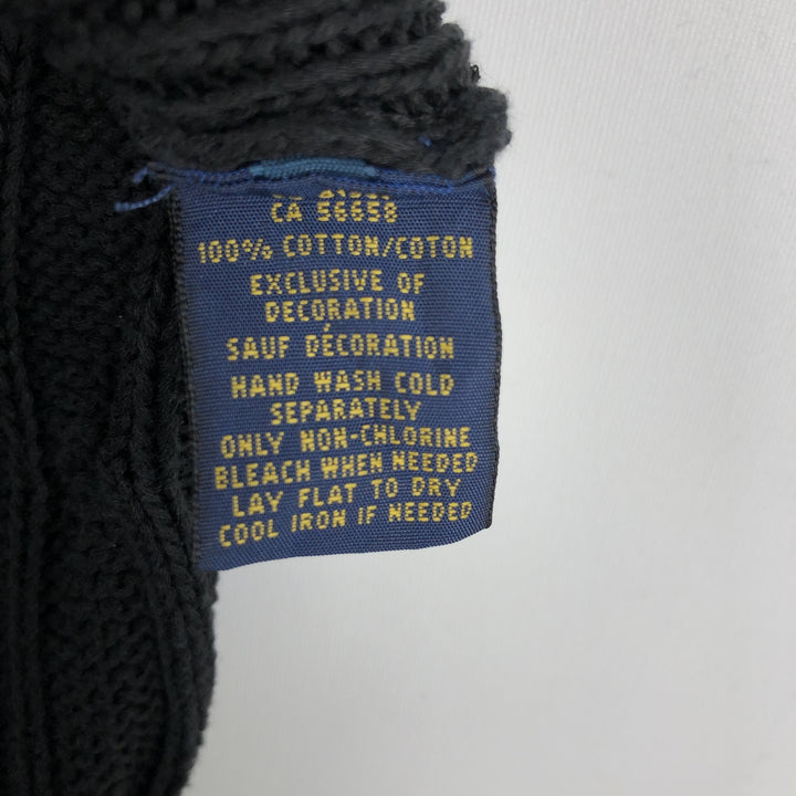 Ralph Lauren POLO RALPH LAUREN Cable Knit V-Neck Cotton Sweater, Men's Size M (approx.) cotton black type Vintage Second Hand