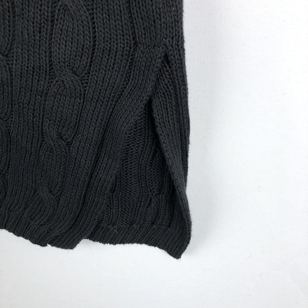 Ralph Lauren POLO RALPH LAUREN Cable Knit V-Neck Cotton Sweater, Men's Size M (approx.) cotton black type Vintage Second Hand