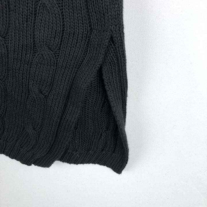 Ralph Lauren POLO RALPH LAUREN Cable Knit V-Neck Cotton Sweater, Men's Size M (approx.) cotton black type Vintage Second Hand