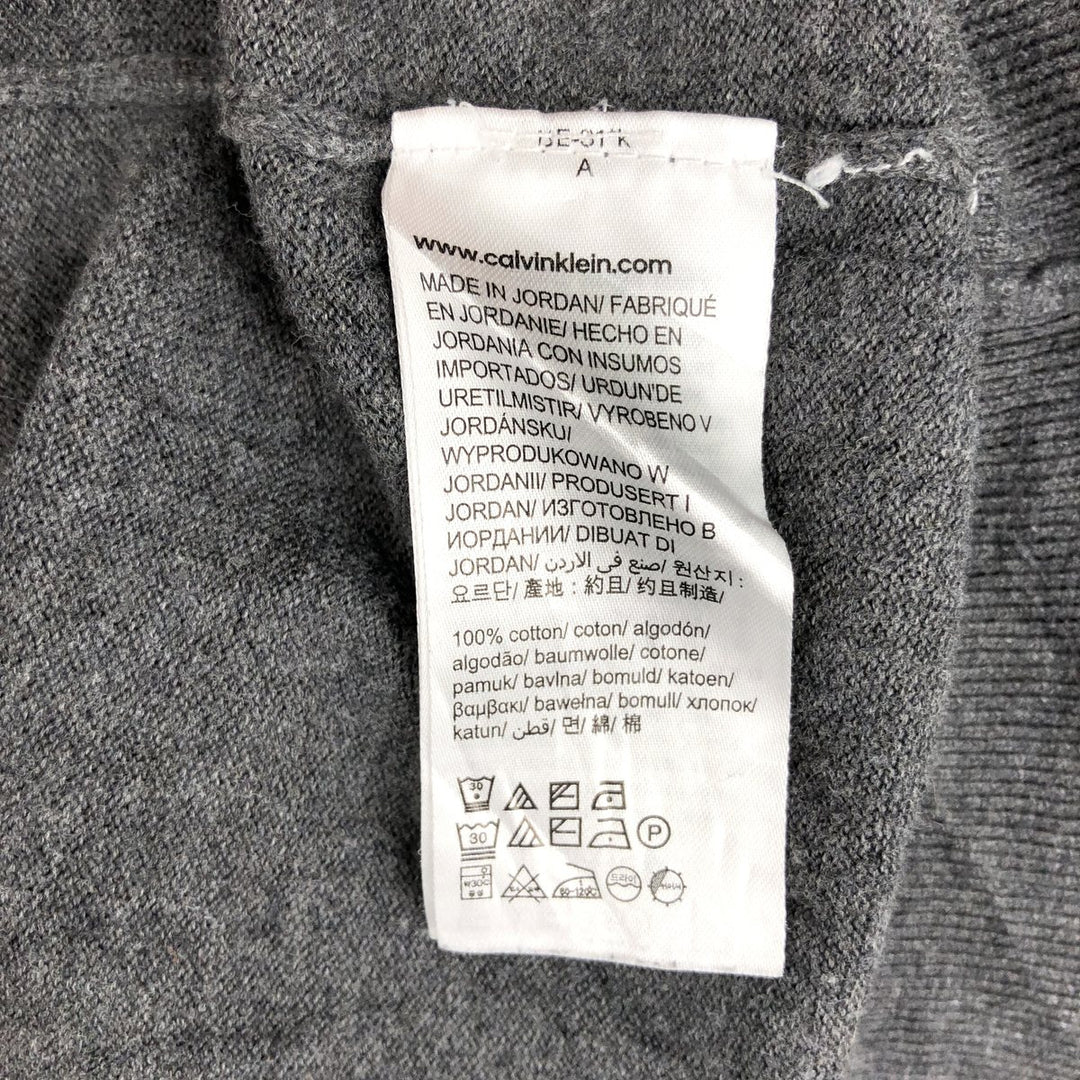Calvin Klein cotton knit sweater, men's size L (approx.) Supima Cotton gray type Vintage Second Hand