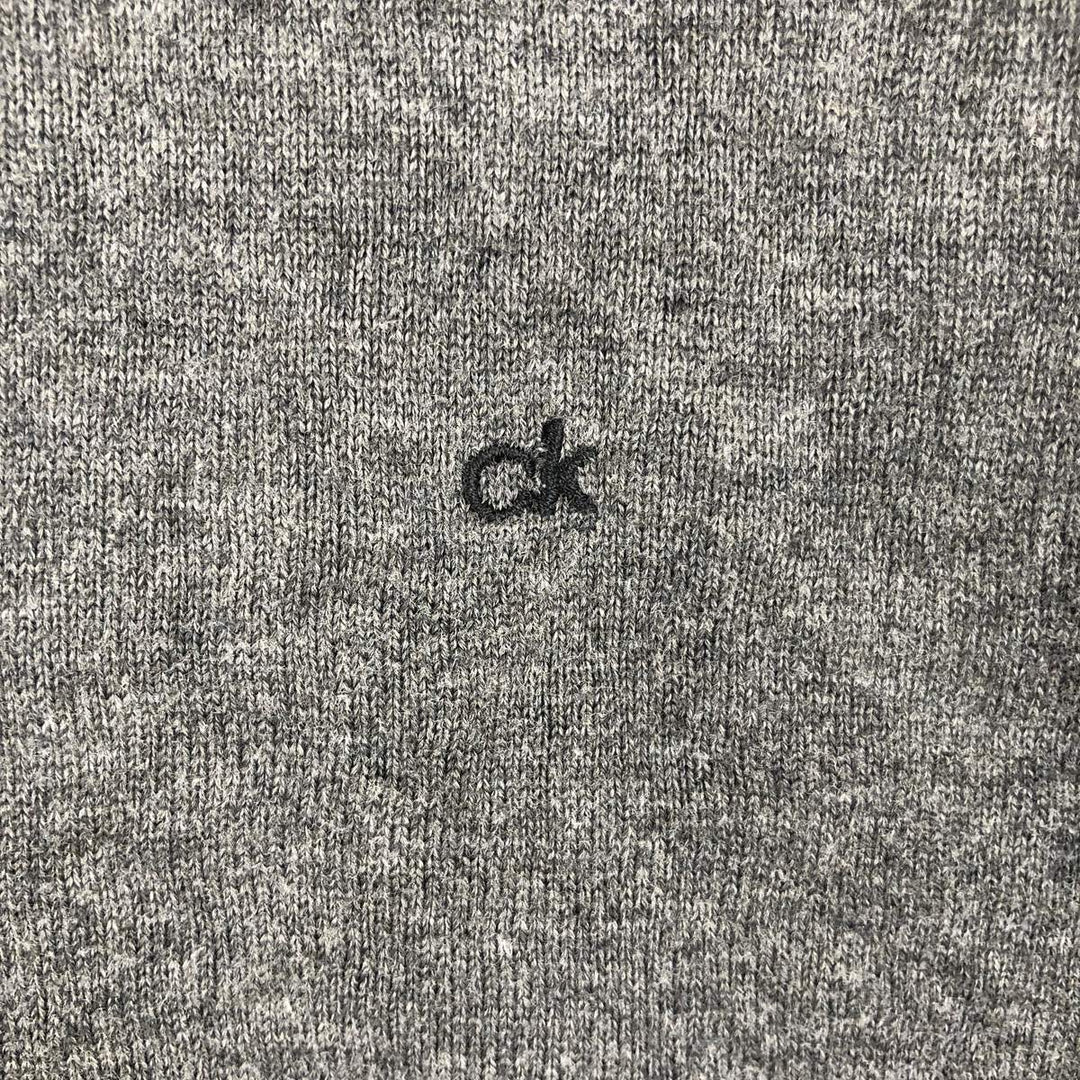 Calvin Klein cotton knit sweater, men's size L (approx.) Supima Cotton gray type Vintage Second Hand