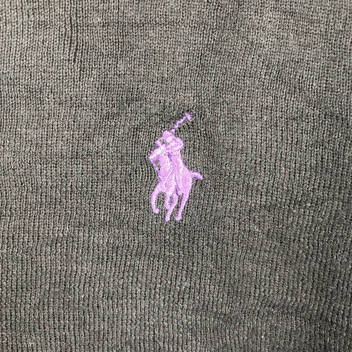 Ralph Lauren POLO RALPH LAUREN V-neck Pima cotton knit sweater, men's size M Pima Cotton black type Vintage Second Hand