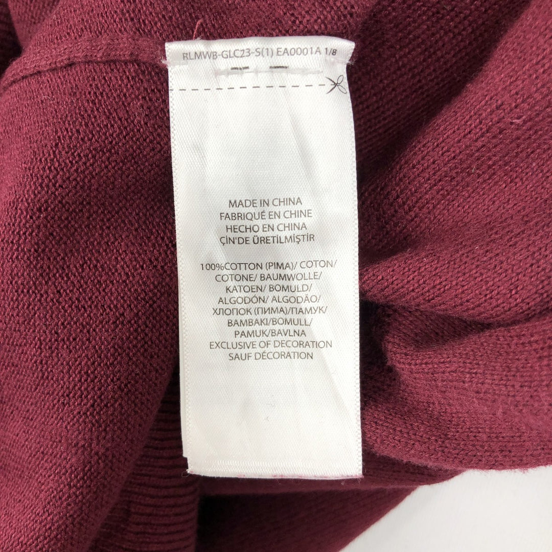 Ralph Lauren POLO RALPH LAUREN V-neck Pima cotton knit sweater, men's size XL Pima Cotton burgundy type Vintage Second Hand