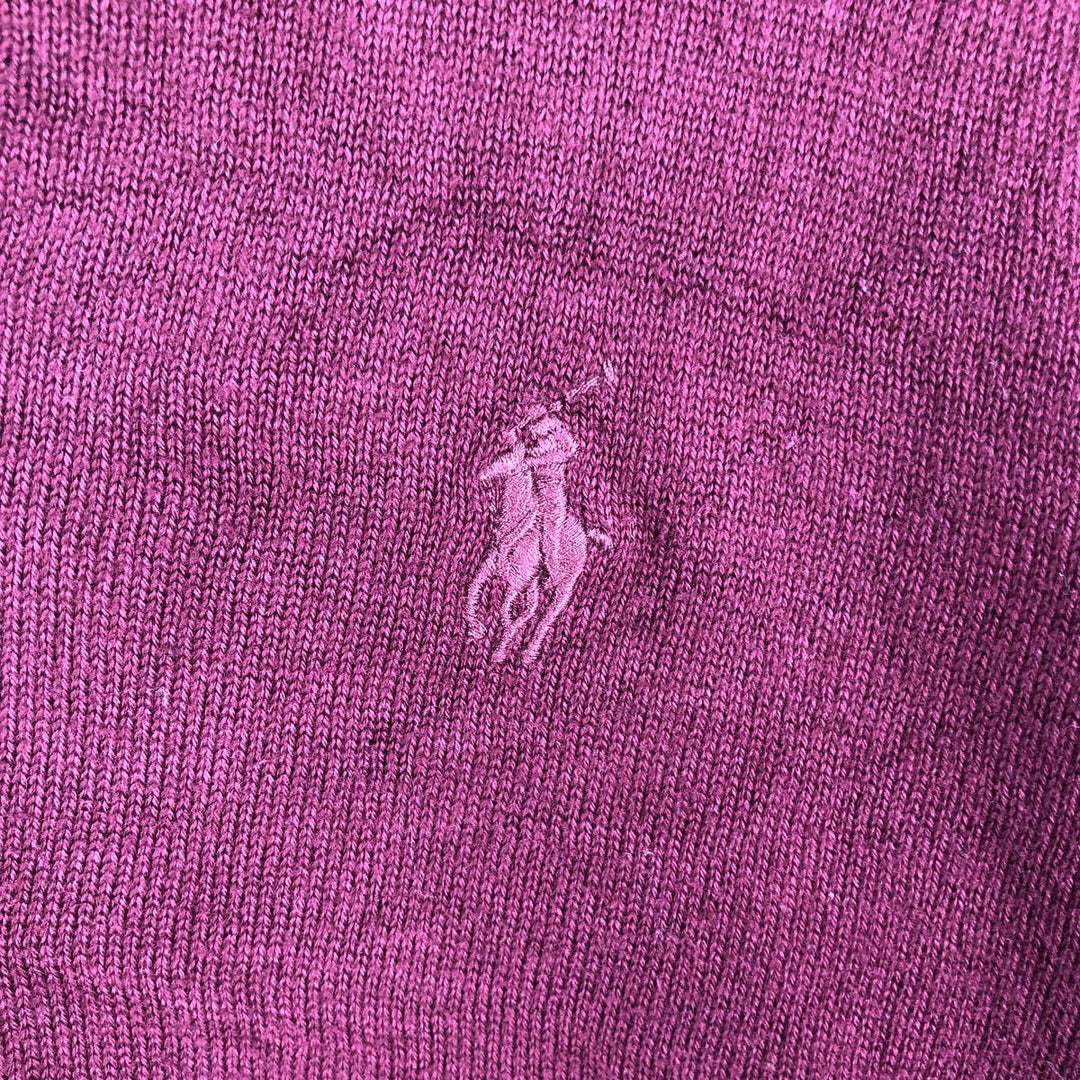 Ralph Lauren POLO RALPH LAUREN V-neck Pima cotton knit sweater, men's size XL Pima Cotton burgundy type Vintage Second Hand