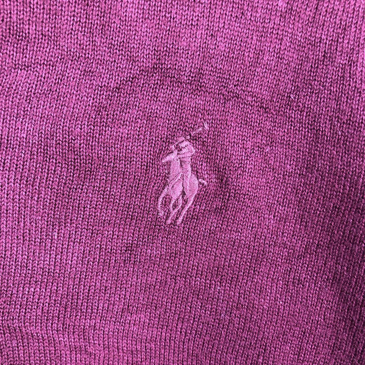 Ralph Lauren POLO RALPH LAUREN V-neck Pima cotton knit sweater, men's size XL Pima Cotton burgundy type Vintage Second Hand