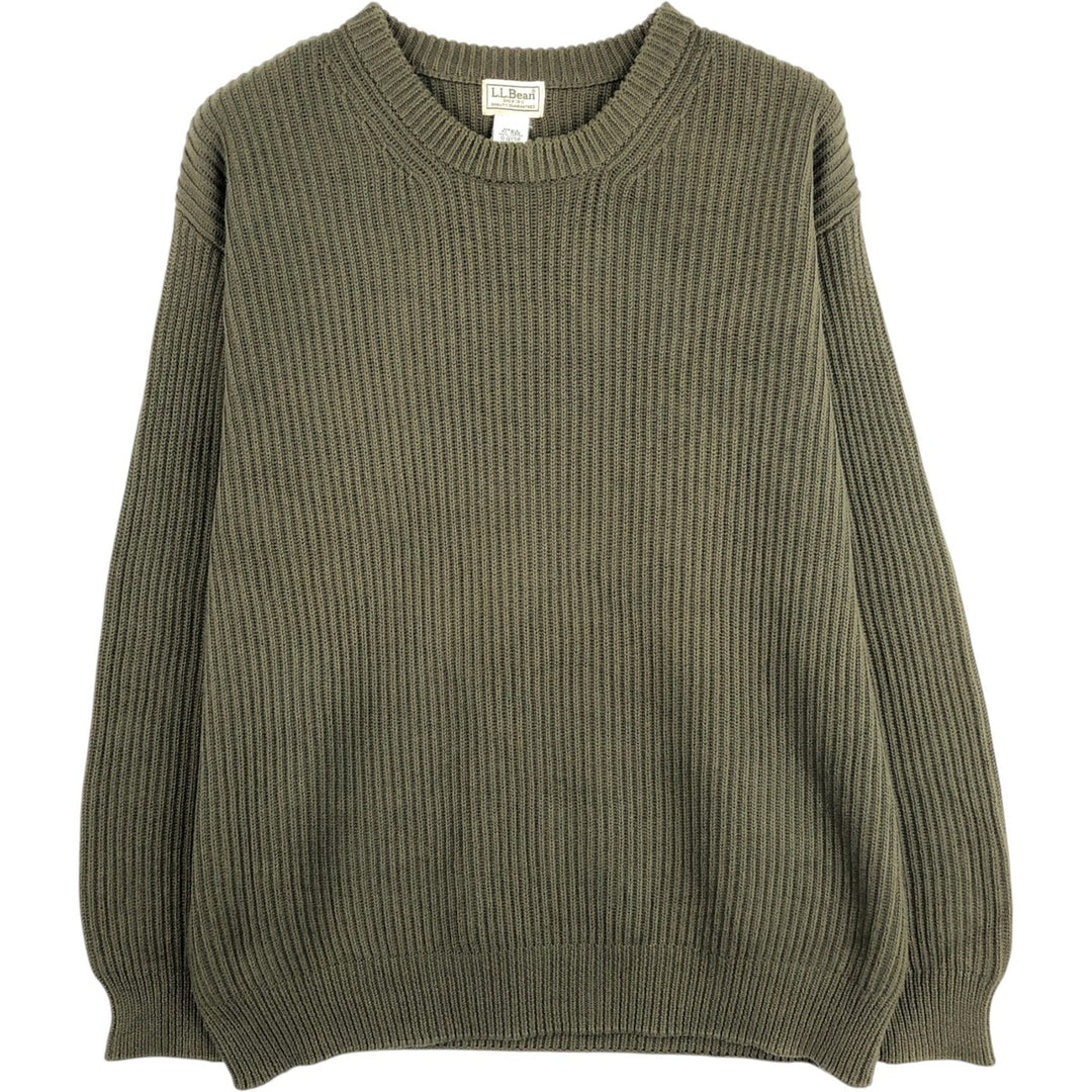 LLBean Cotton Knit Sweater, Men's XL Size cotton green type Vintage Second Hand
