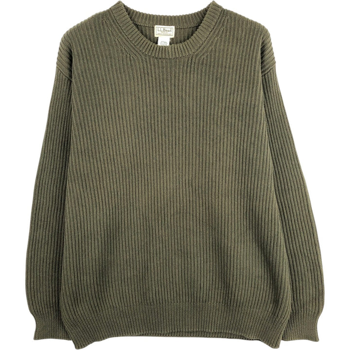 LLBean Cotton Knit Sweater, Men's XL Size cotton green type Vintage Second Hand