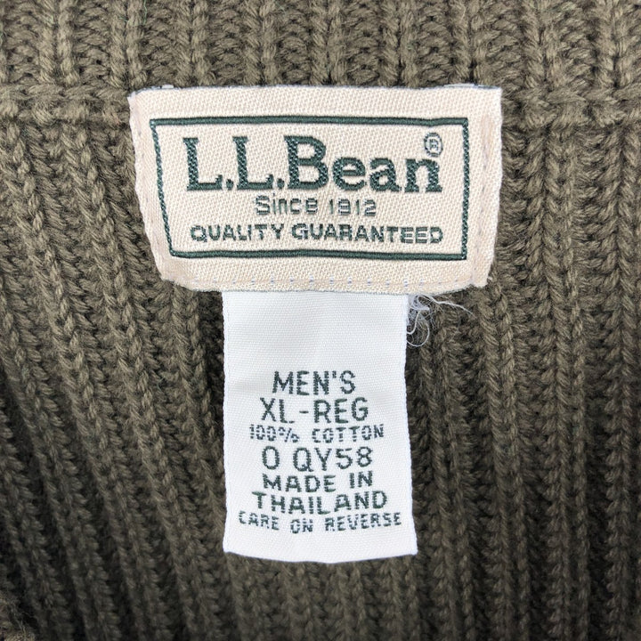 LLBean Cotton Knit Sweater, Men's XL Size cotton green type Vintage Second Hand