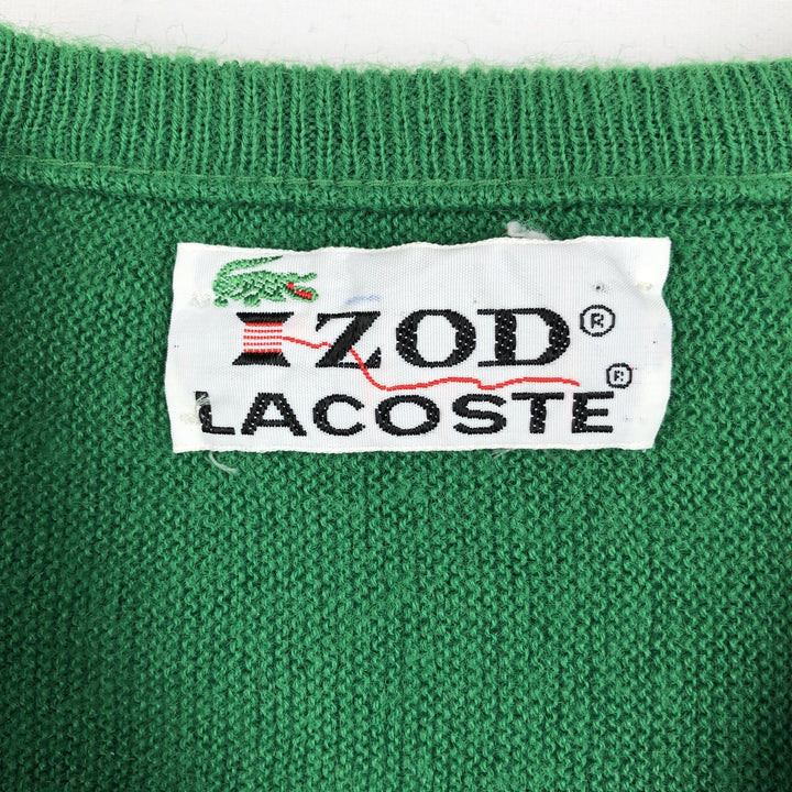 Vintage 70s-80'S Lacoste IZOD V-neck acrylic knit sweater, men's size M acrylic Green type dark green Vintage Second Hand