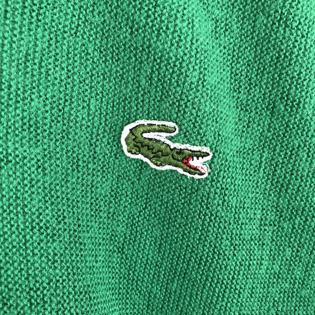 Vintage 70s-80'S Lacoste IZOD V-neck acrylic knit sweater, men's size M acrylic Green type dark green Vintage Second Hand