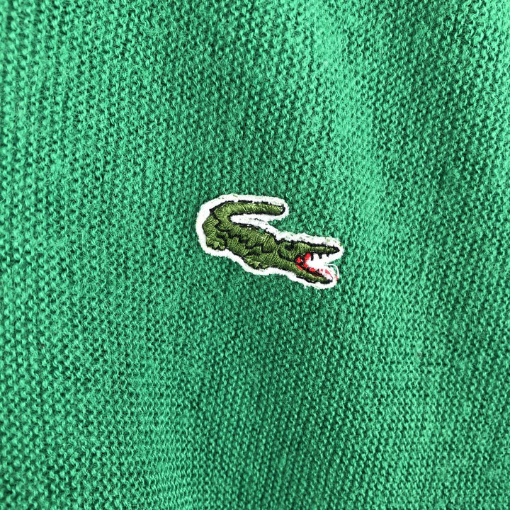 Vintage 70s-80'S Lacoste IZOD V-neck acrylic knit sweater, men's size M acrylic Green type dark green Vintage Second Hand