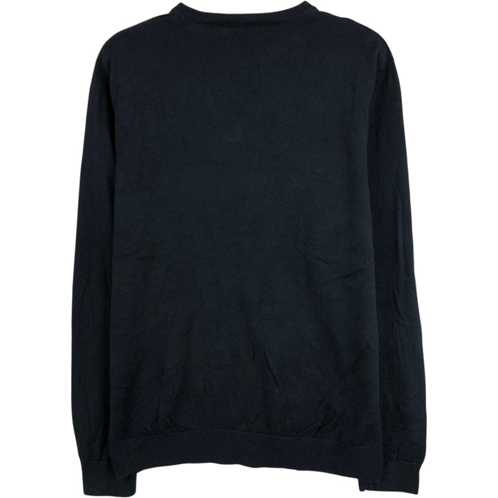 Lacoste (French design) V-neck cotton knit sweater, men's size M. cotton black type Vintage Second Hand