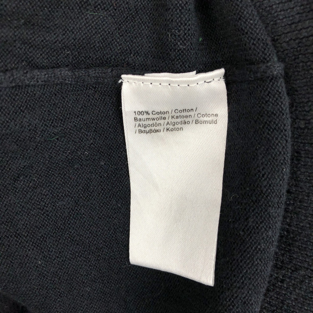 Lacoste (French design) V-neck cotton knit sweater, men's size M. cotton black type Vintage Second Hand