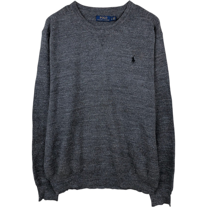Ralph Lauren POLO RALPH LAUREN Cotton Knit Sweater Men's Size L cotton Charcoal Vintage Second Hand