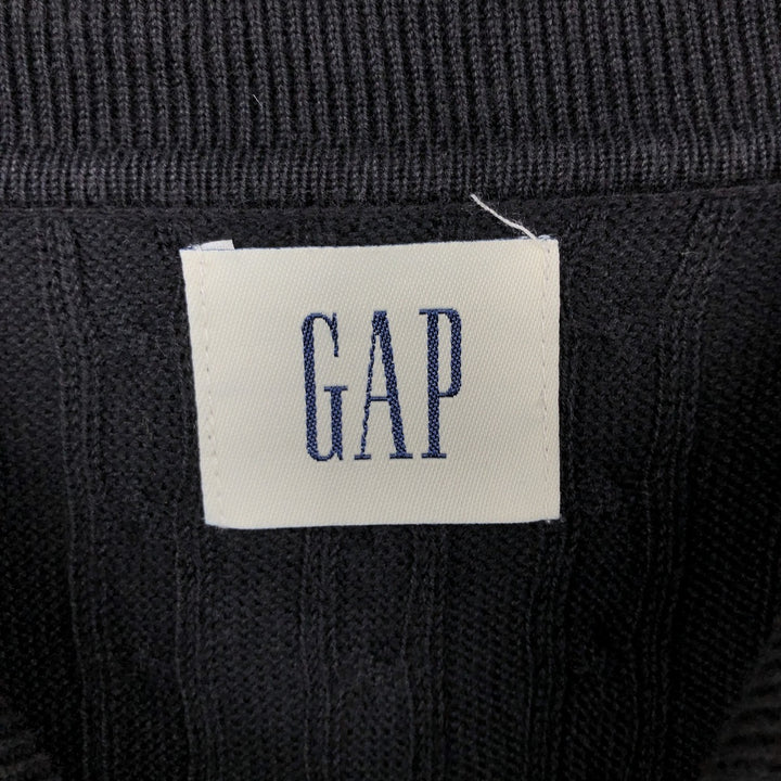 90'S GAP Old GAP Cable Knit Cotton Half-Button Sweater, Men's Size L (approx.), Vintage cotton navy blue type Vintage Second Hand