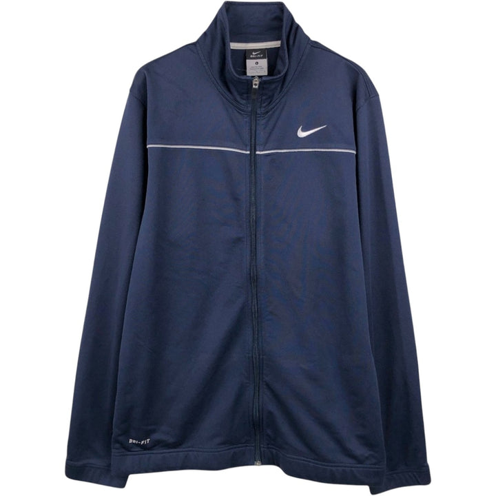 Nike DRI-FIT Jersey Track Jacket, Men's L size polyester navy blue type Vintage Second Hand